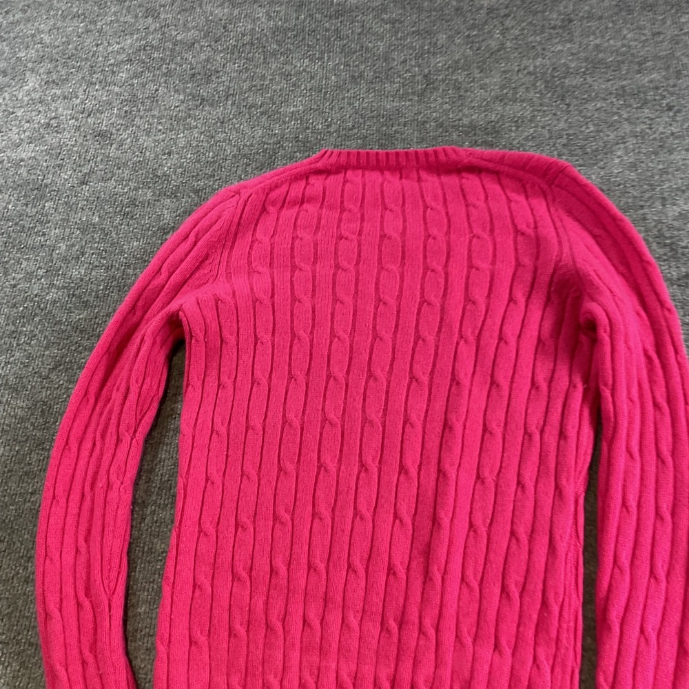 Vineyard Vines Womens Hot Pink 100% Cashmere Cable Knit Crew Neck Sweater Small - Picture 7 of 10